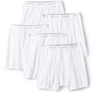 Lands End Boxer Briefs Men’s 4XL 4x 4XLT White Cotton Knit 5 Pack new $74.95